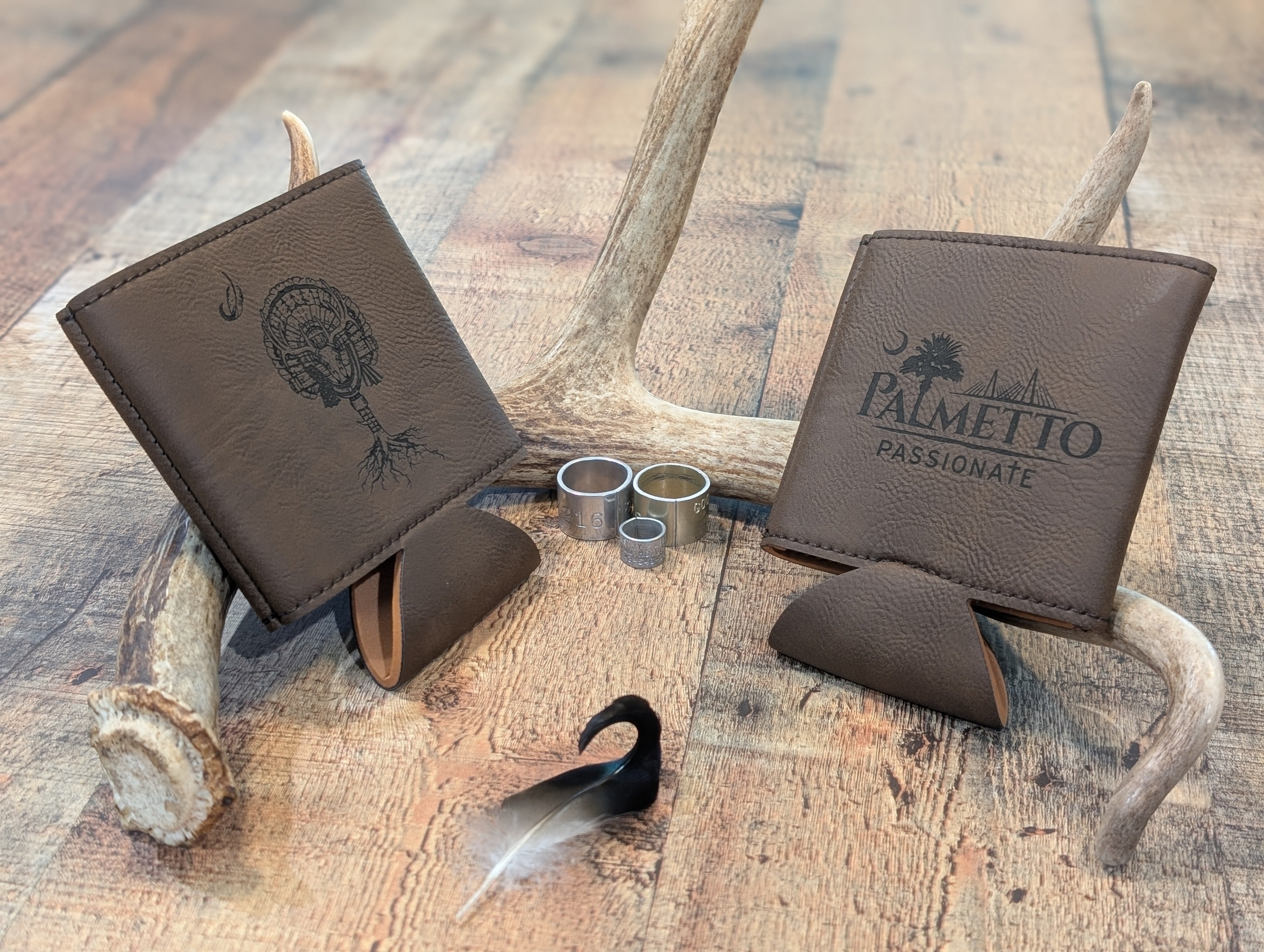 Leather Koozies (2-sided) – Palmetto Passionate LLC