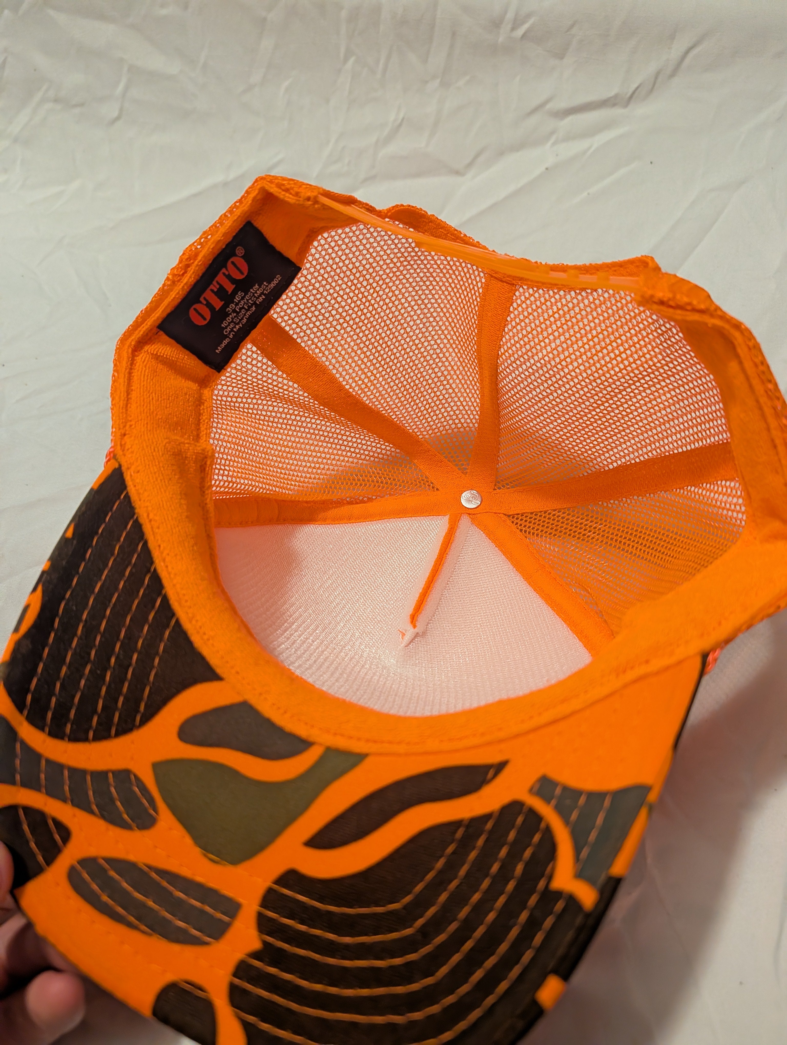 Hat: Blaze orange/old school camo bill