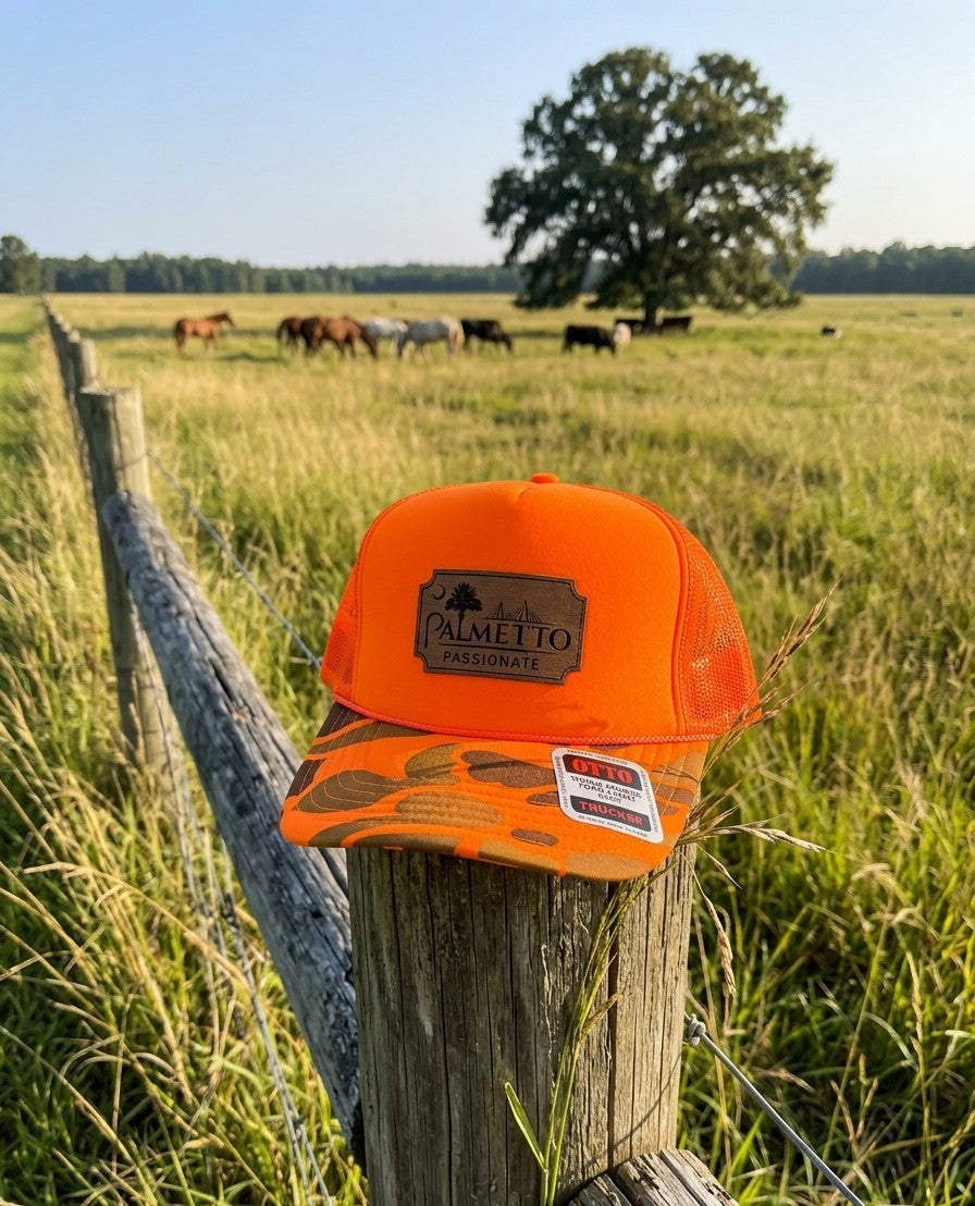 Hat: Blaze orange/old school camo bill